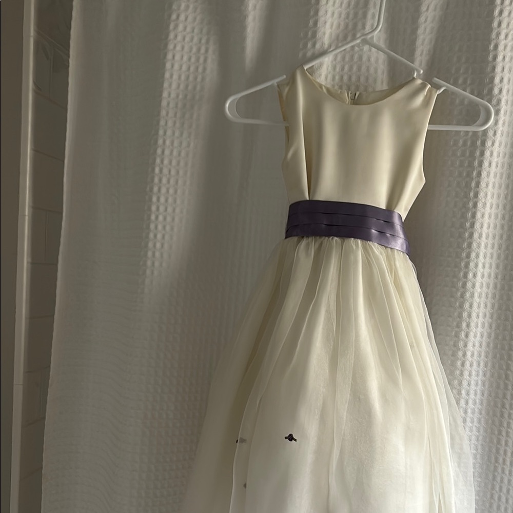 Elegant Cream and Purple Kids Dress